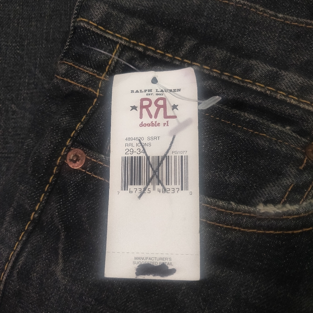 DBL RRL Ralph Lauren Slim Straight Dusty Dark Jns - Picture 10 of 16